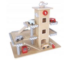 Dřevěné parkoviště ECO TOYS s výtahem - GARÁŽ
