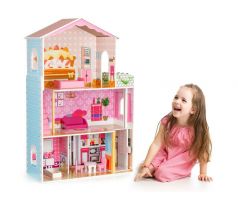 Dřevěný domeček pro panenky s výtahem ECO TOYS - Rezidence dortík