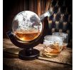 Skleněná karafa globus na whisky gravírovaná + 2 sklenice